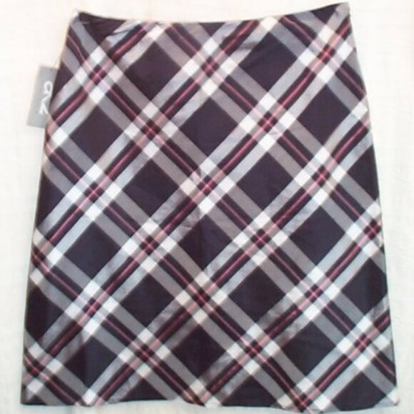 ANNE KLEIN Plaid Silk A-Line Skirt - Sz 10 - NEW - Picture 1 of 4